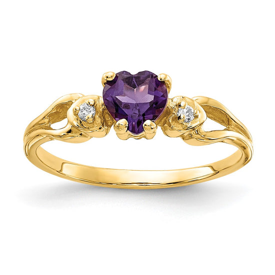 5mm Heart Gemstone & Diamond rings — Purple Amethyst