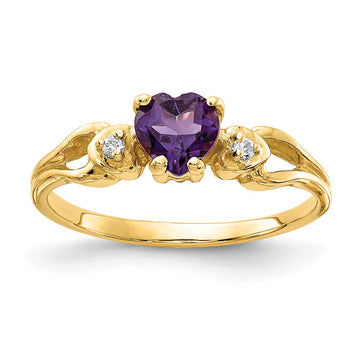 5mm Heart Gemstone & Diamond rings — Purple Amethyst