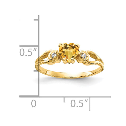 5mm Heart Gemstone & Diamond rings — Yellow Citrine
