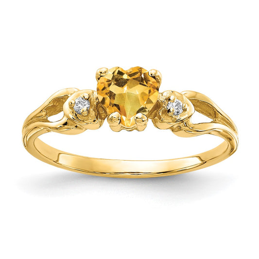 5mm Heart Gemstone & Diamond rings — Yellow Citrine