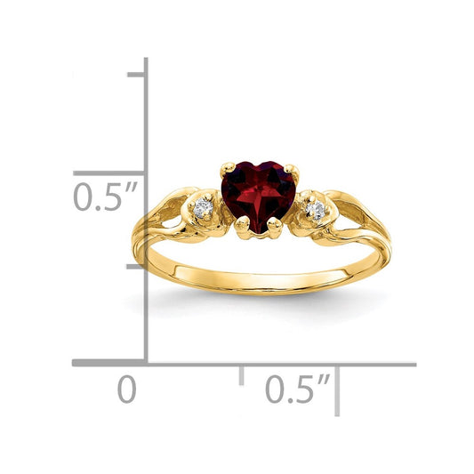 5mm Heart Gemstone & Diamond rings — Red Garnet