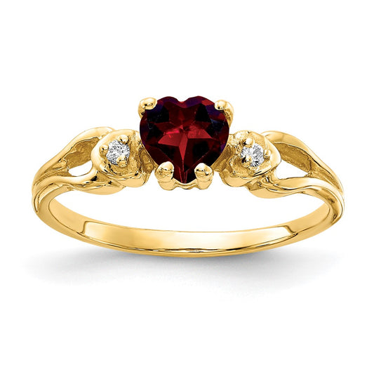 5mm Heart Gemstone & Diamond rings — Red Garnet