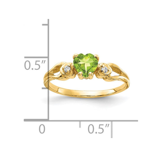 5mm Heart Gemstone & Diamond rings — Green Peridot