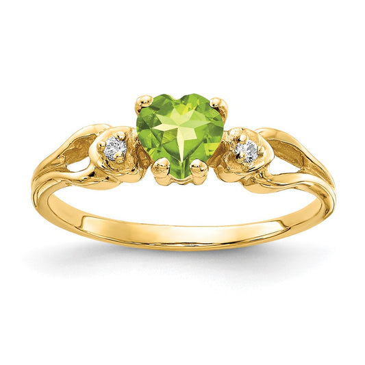 5mm Heart Gemstone & Diamond rings — Green Peridot