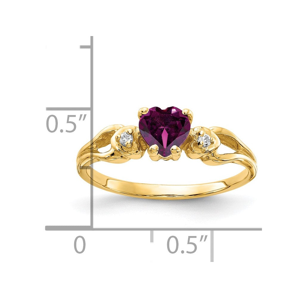 5mm Heart Gemstone & Diamond rings — Red Garnet (Rhodolite)