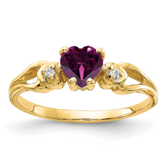 5mm Heart Gemstone & Diamond rings — Red Garnet (Rhodolite)