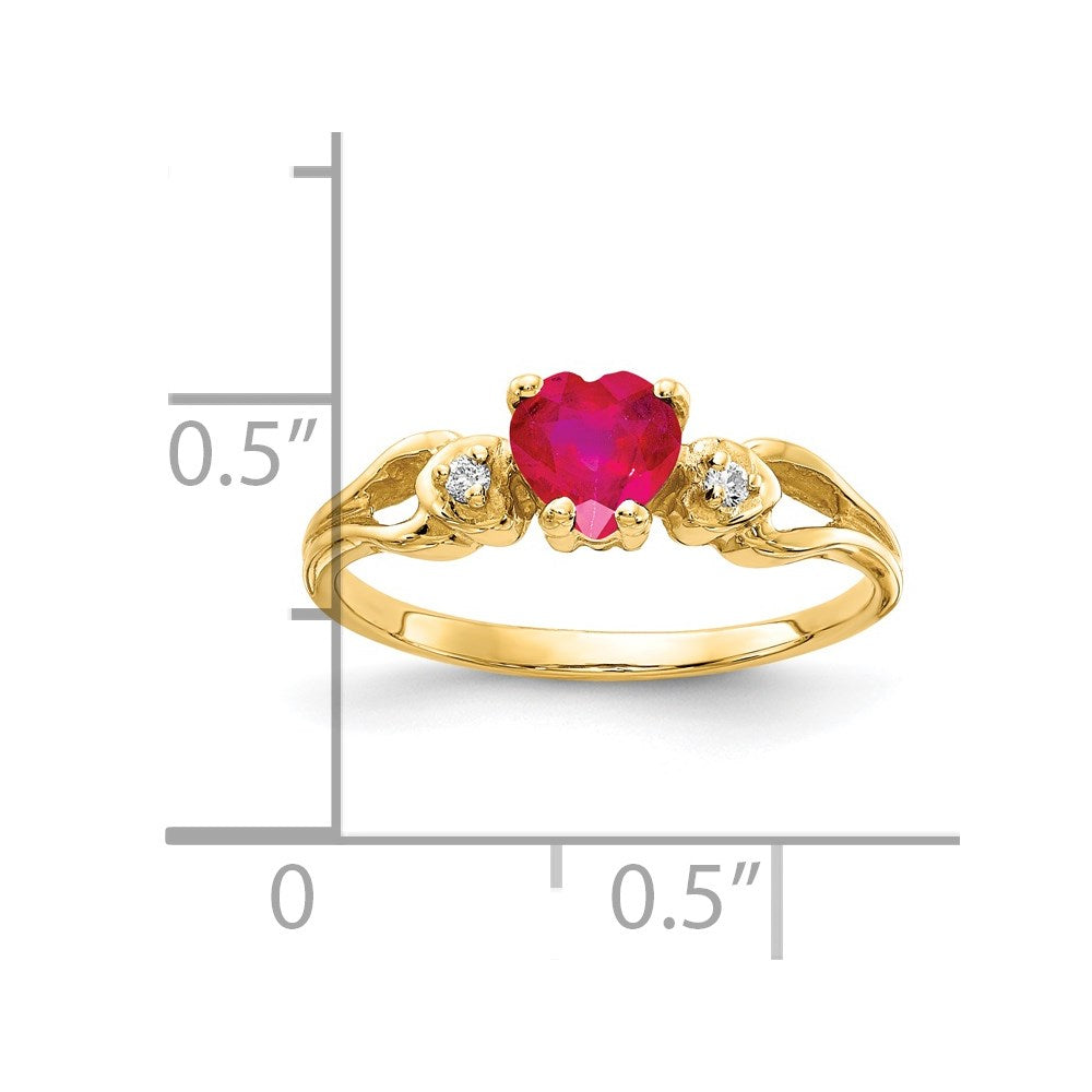 5mm Heart Gemstone & Diamond rings — Red Ruby