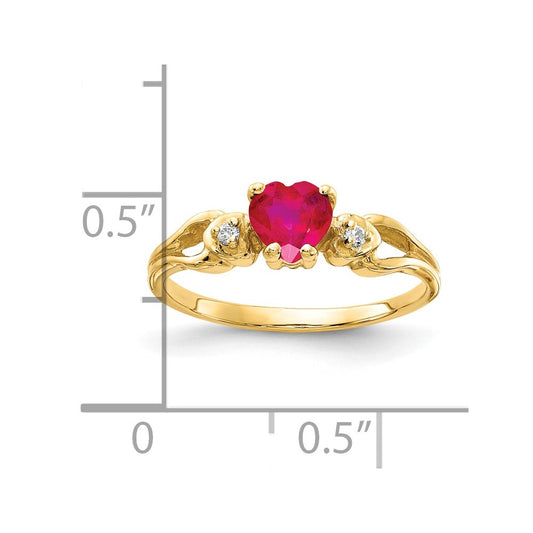 5mm Heart Gemstone & Diamond rings — Red Ruby
