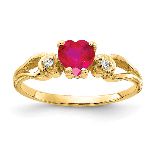 5mm Heart Gemstone & Diamond rings — Red Ruby