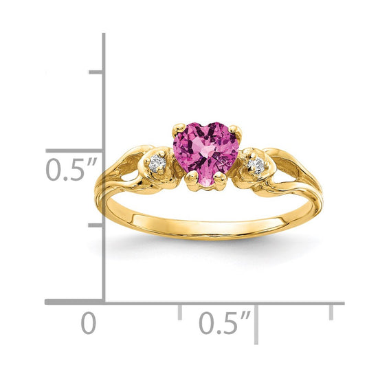 5mm Heart Gemstone & Diamond rings — Pink Sapphire