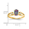 14k 7x5mm Oval Mystic Fire Topaz and1/20 carat AA Diamond Ring
