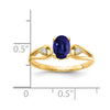 14k 7x5mm Oval Blue Sapphire and1/20 carat AA Diamond Ring