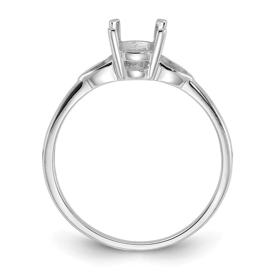 14k White Gold Polished 7x5 Oval Gemstone Ring Mounting