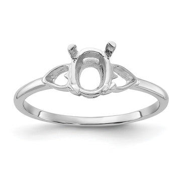 14k White Gold Polished 7x5 Oval Gemstone Ring Mounting