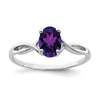 14k White Gold Polished 7x5 Oval Gemstone Ring