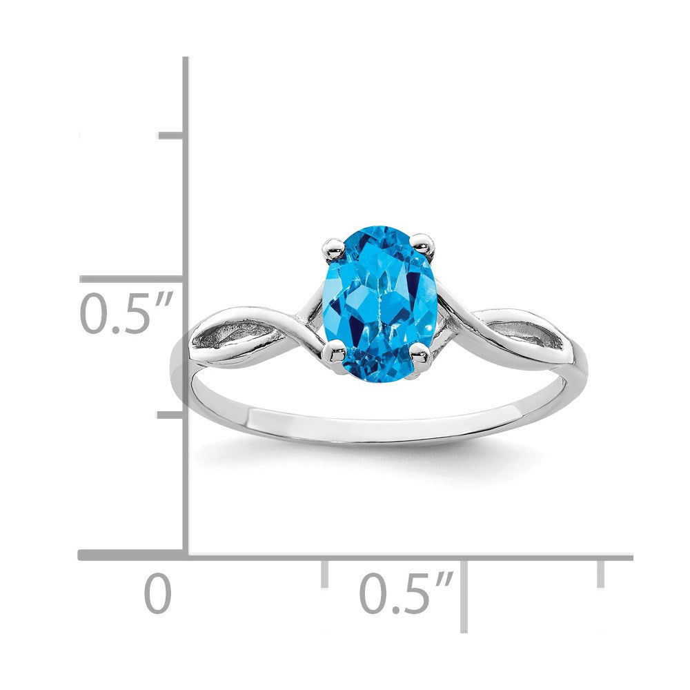 14k White Gold Polished 7x5 Oval Gemstone Ring