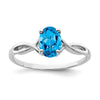 14k White Gold Polished 7x5 Oval Gemstone Ring