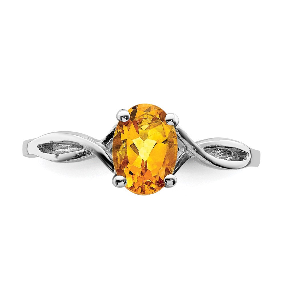 14k White Gold Polished 7x5 Oval Gemstone Ring