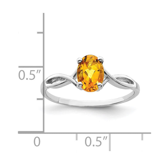 14k White Gold Polished 7x5 Oval Gemstone Ring