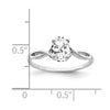 14k White Gold Polished 7x5 Oval Gemstone Ring