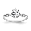 14k White Gold Polished 7x5 Oval Gemstone Ring
