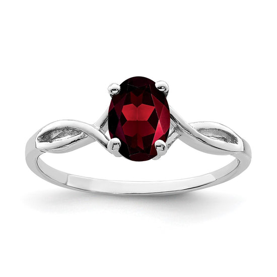 14k White Gold Polished 7x5 Oval Gemstone Ring