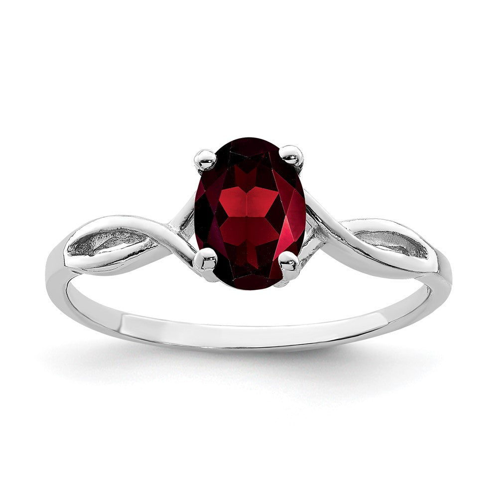 14k White Gold Polished 7x5 Oval Gemstone Ring