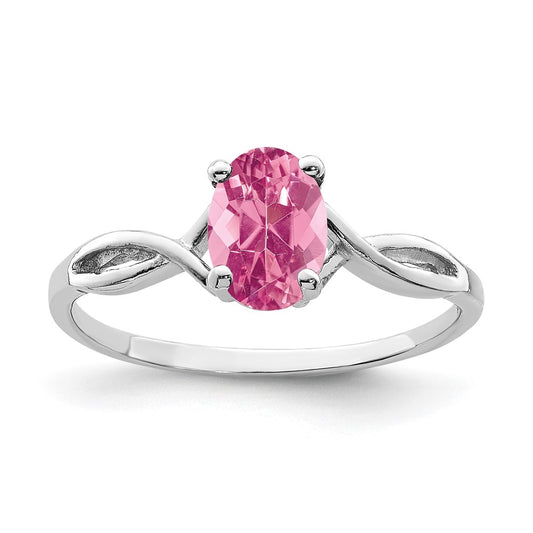14k White Gold Polished 7x5 Oval Gemstone Ring