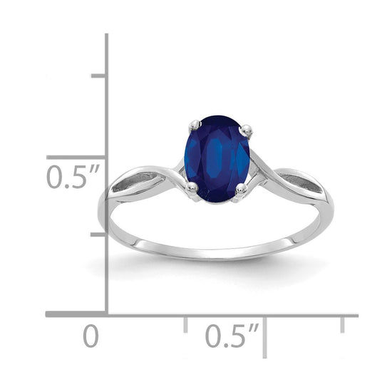 14k White Gold Polished 7x5 Oval Gemstone Ring