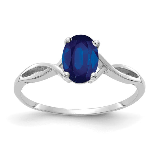 14k White Gold Polished 7x5 Oval Gemstone Ring