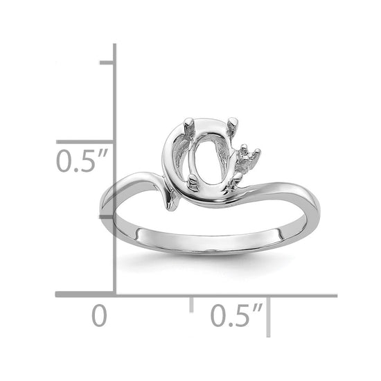 14k White Gold Polished .01ct. Diamond & 7x5 Oval Gemstone Ring Mounting