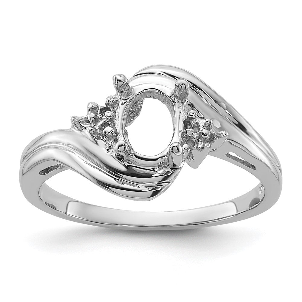 14k White Gold Diamond / 7x5mm Oval Gemstone Ring Mounting