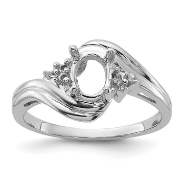 14k White Gold Diamond / 7x5mm Oval Gemstone Ring Mounting
