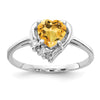 6mm Heart Gemstone & Diamond rings