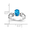 14k White Gold 8x6mm Oval Blue Topaz ring