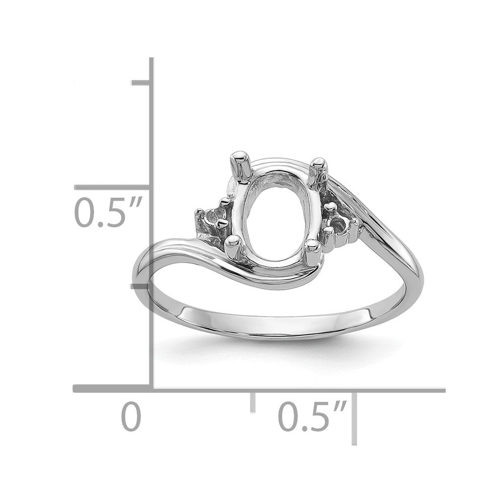 14k White Gold .03ct. Diamond / 8x6 Oval Gemstone Ring Mounting