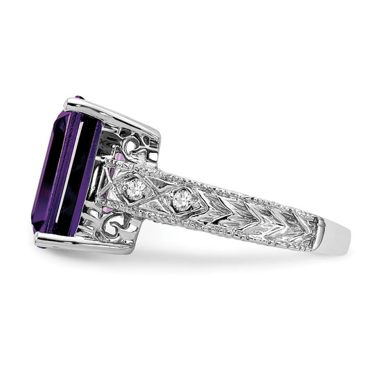 Emerald Cut Gemstone & Diamond Rings