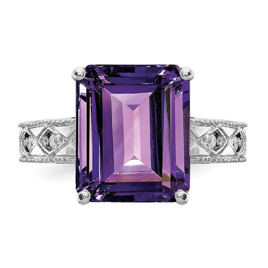 Emerald Cut Gemstone & Diamond Rings