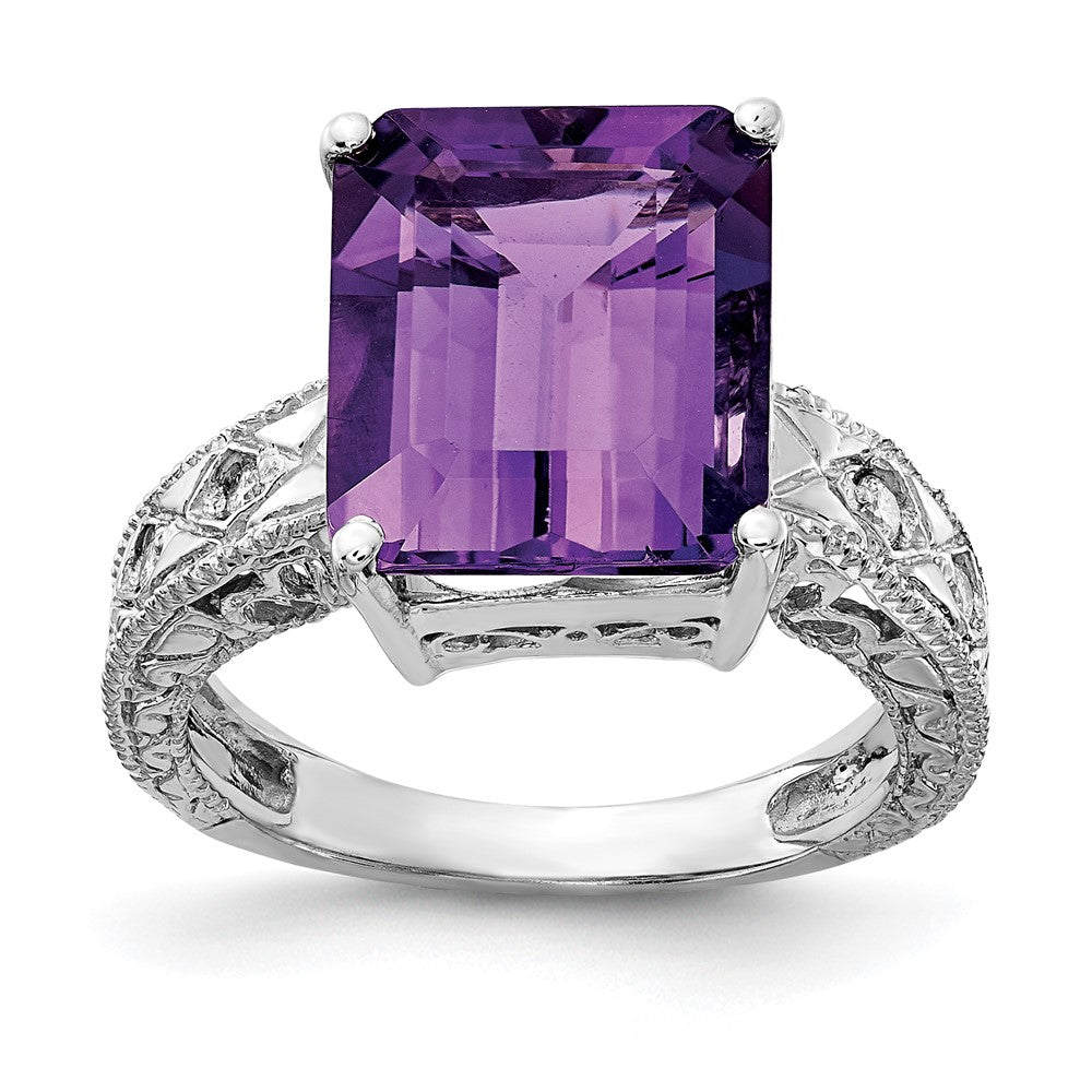 Emerald Cut Gemstone & Diamond Rings