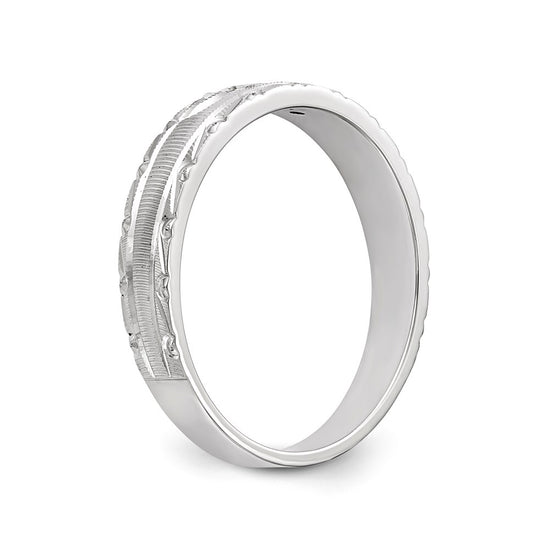 14k White Gold AA Quality .03 carat Diamond Trio Ladies Complete Wedding Band