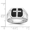 14k White Gold Octagon Onyx and A Diamond Mens Cross Ring