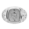 14k White Gold Men's Polished and Textured Masonic Ring Mounting