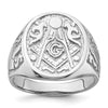 14k White Gold Men's Polished and Grooved (No Enamel) Masonic Ring