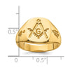 14k Men's Polished and Grooved (No Enamel) Masonic Ring