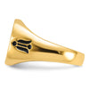 14k Men's Polished and Grooved with Black Enamel Masonic Ring
