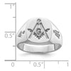 14k White Gold Men's Polished and Grooved (No Enamel) Masonic Ring