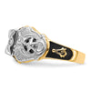 14k Two-tone Mens Polished and Textured with Black Enamel and AA Quality Diamond Masonic Ring