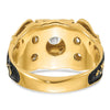 14k Two-tone Mens Polished and Textured with Black Enamel and AA Quality Diamond Masonic Ring
