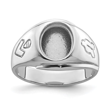 14k White Gold Men's Polished and Grooved Masonic Ring Mounting