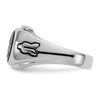 14k White Gold Men's Polished, Antiqued and Grooved with Imitation Blue Spinel Masonic Ring